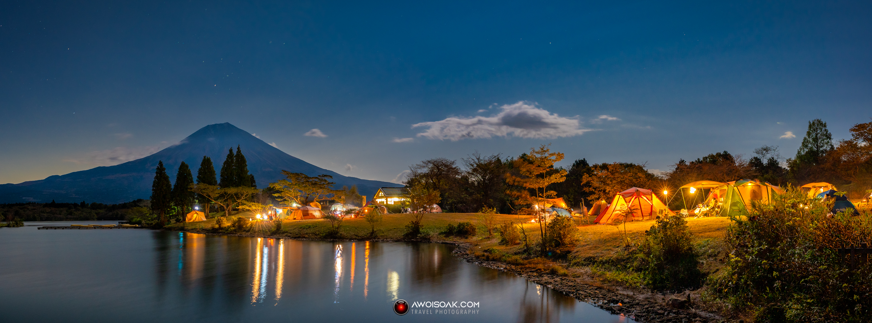 Camping next to Mount Fuji in Lake Tanuki